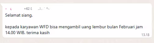 Pemberitahuan pengambilan uang lembur, asyiiiik